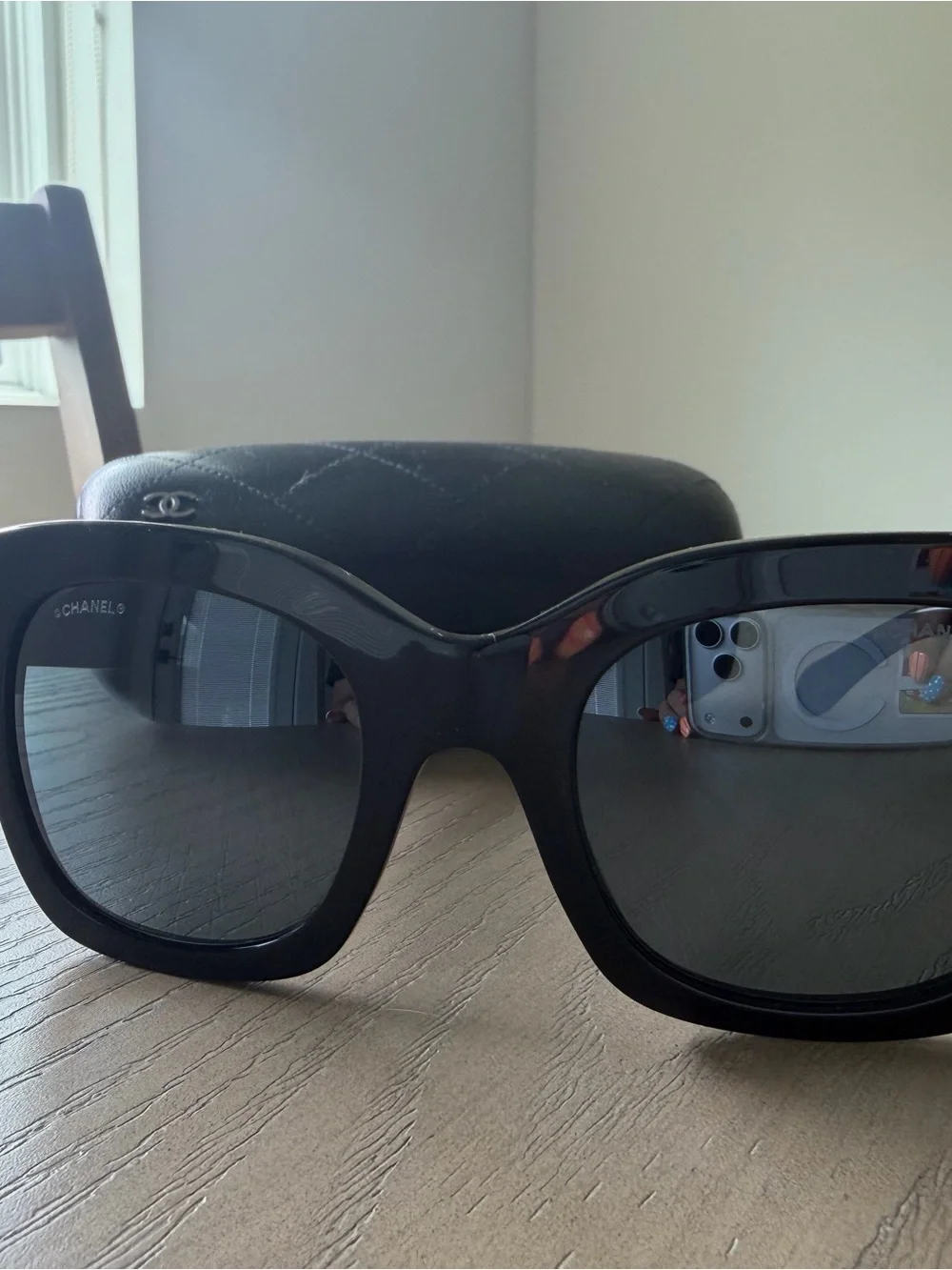 CHANEL Black Gloss Oversized Square Sunglasses